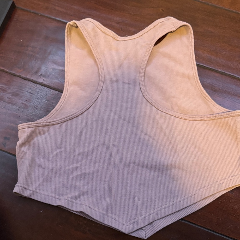 Beige Ribbed Crop Top - Picture 2 of 2
